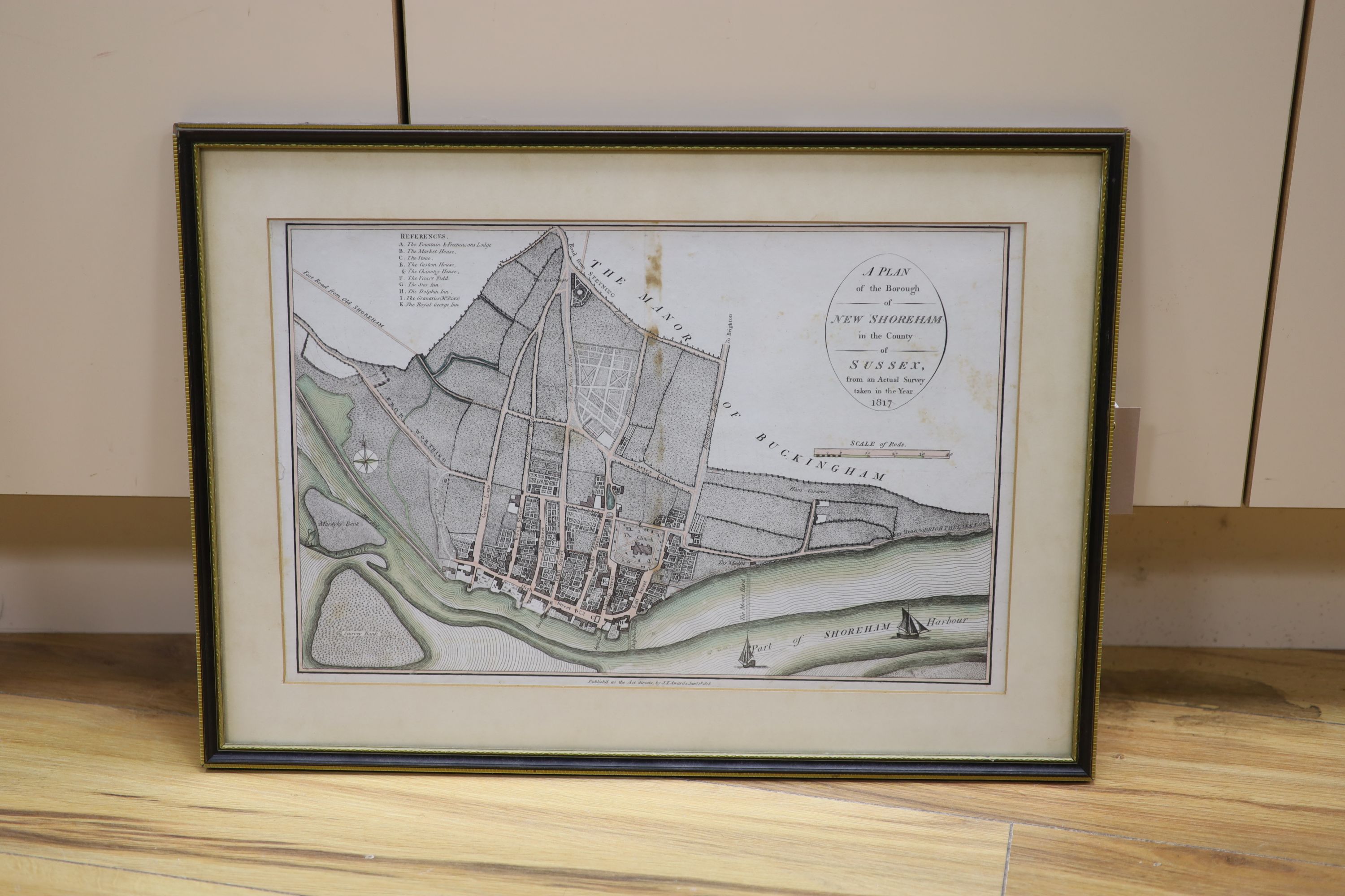 J.Edwards, 1818. A Plan of the Borough of New Shoreham (Shoreham by Sea), 28 x 43cm